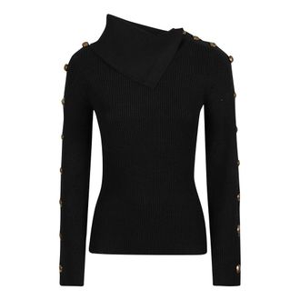 Elisabetta Franchi Truien & Vesten, Dames, Zwart, XS, Trui met coltrui en lange mouwen
