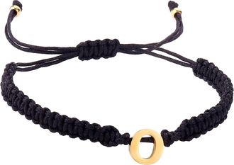 Generic 26 Initial Bracelet Gold Plated Letter Black Woven Dainty Charm For Men Women Girls Necklace for Wedding (O, One Size)