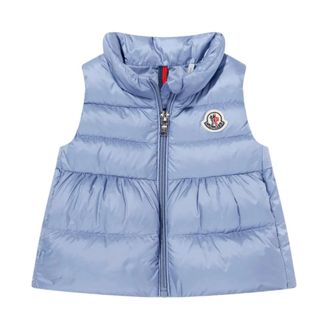 Moncler Waistcoats, female, Blue, 18 M, Blue Kids Down Feather Coat