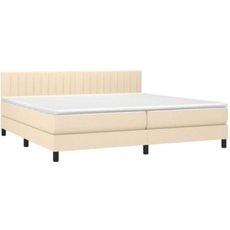 vidaXL Cama Box Spring Colch&oacute;n Y Luces Led Tela Crema 200x200 Cm Vidaxl