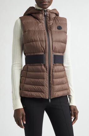 Moncler Melia Down Hooded Vest in Brown at Nordstrom, Size 2