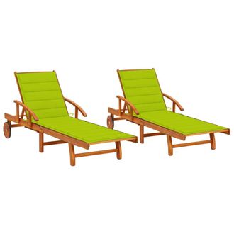 vidaXL Tumbonas Con Cojines 2 Unidades Madera Maciza De Acacia Vidaxl