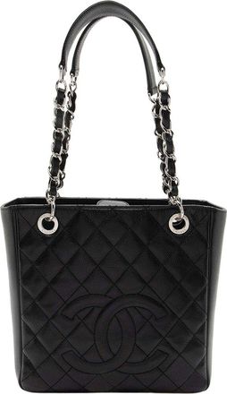 Chanel Black Caviar Leather Petite Shopping Tote (Authentic Pre-Loved)