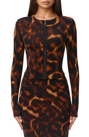Naked Wardrobe Tortoiseshell Print Long Sleeve Cardigan at Nordstrom, Size Medium