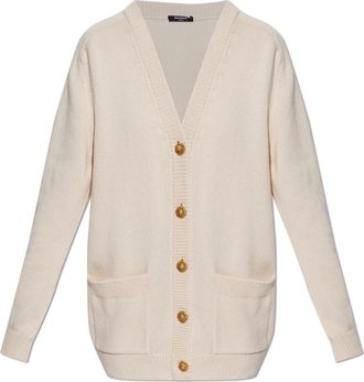 Balmain V-hals Cardigan - Dames - Vesten - Beige - S - Katoen - Truien & Vesten