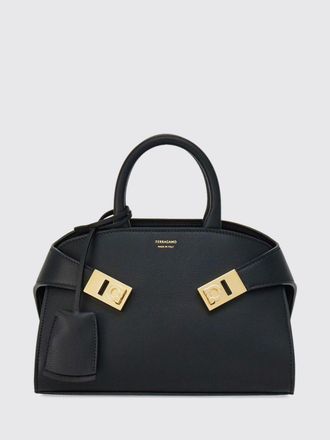 Ferragamo Hug Calfskin Leather Mini Top Handle Bag with Double Handle and Straps