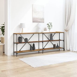 Berkfield Home Console Table Old Wood 200x30x75 cm Engineered Wood & Steel in Brown | Size: 200 x 30 x 75 cm