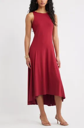 Open Edit High-Low Sleeveless Midi Dress in Red Rumba at Nordstrom, Size Xx-Small