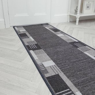Runrug Hallway Carpet Runner Rug - Soft & Comfy, Non-Slip, 8mm - Montana in Dark Grey | Size: 66 cm x 360 cm