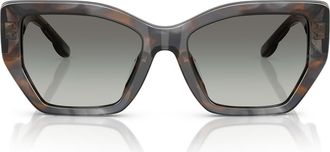 Tory Burch 53mm Irregular Sunglasses in Blue Smoke Tortoise /Grey at Nordstrom