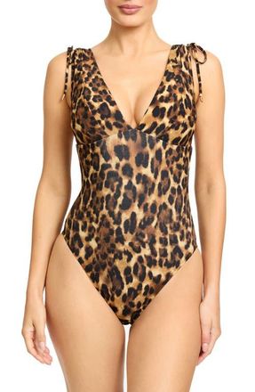 Robin Piccone Olivia Plunge Neck One-Piece Swimsuit in Multi at Nordstrom, Size 12