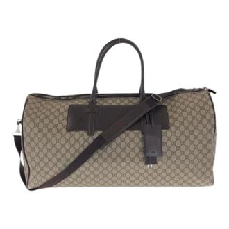 Gucci Pre-owned GG Supreme Canvas Leather 2way Boston Bag - unisex - Gucci Vintage - Vintage Weekend Bags - Brown - ONE SIZE - Pre-owned