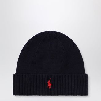 Polo Ralph Lauren Berretto blu navy in lana con pony