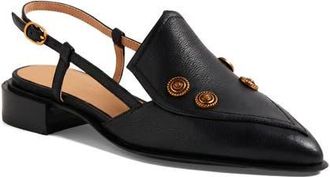 Django & Juliette Elonsos Backstrap Flat in Black Leather at Nordstrom, Size 39