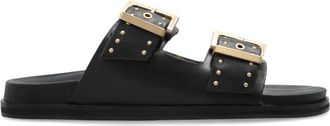 AllSaints Leren slides Magda - Dames - Sandalen - Zwart - 37 EU - Leer - Schoenen
