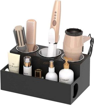 OEM Organizador De Acr&iacute;lico Negro Para Herramientas De Peinado: Proporciona Espacio Para Secadores De Pelo Y Accesorios De Ba&ntilde;o, Y Presenta Un Dise&ntilde;o Eleg