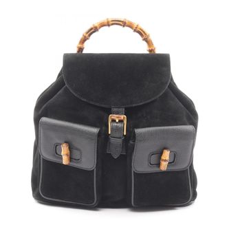 Gucci Black Suede Leather Backpack (Pre-Owned)