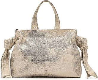 Frye Nora Satchel Satchel Womens Handbags Cream Metallic, Leather