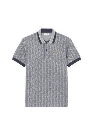Lacoste Gray Monogram Jacquard Polo Shirt