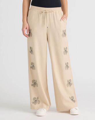 NVLT Womens Pull On Embroidered Trouser