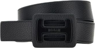 Hogan Riem van gestructureerd leer - Dames - Riemen - Zwart - 75 CM - Leer - Accessoires