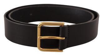 Dolce & Gabbana Leren Riem Zwart Gouden Gesp