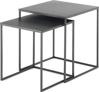 Oresteluchetta Set 2 mesas acero antracita mate, h45/40xl40xp40/35 cm