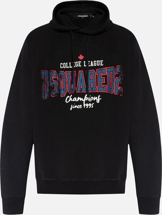 Dsquared2 Mens Dsquared2 College League Logo Cool Fit Black Hoodie - Size: 38