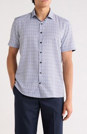 Soul of London Microfiber Short Sleeve Sport Shirt in White/Blanc at Nordstrom Rack, Size Xx-Large