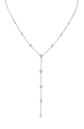 Kenneth Jay Lane Round Cubic Zirconia Station Y-Necklace in Rhodium Plated at Nordstrom
