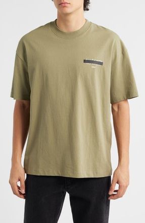 AllSaints Redact Mock Neck Graphic T-Shirt in Meadow Green at Nordstrom, Size Xx-Large