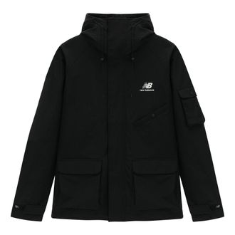New Balance Logo Sportswear Hooded Jacket Asia Sizing Black AMJ31320-BK