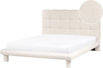 Beliani Bed Boucle CRESSAT 140 x 200 cm (EU Double) Off-White