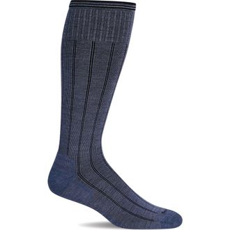 Sockwell High Rise Rib Wide Calf Compression Socks in Denim at Nordstrom, Size Medium