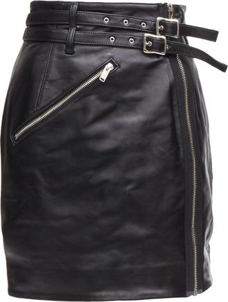 Undercover sheep leather zip motorcycle biker skirt