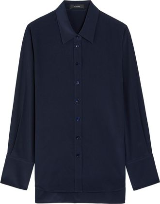 Joseph Joe Silk-crepe Shirt - Navy - 44 (UK16 / XL)