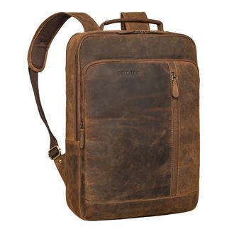 STILORD Konrad Leather Business Backpack Men and Women Work Backpack elegant notebook backpack 15.6 inch shoulder backpack uni backpack, Colour:calais - brown