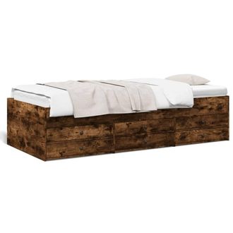 Berkfield Home Daybed with Drawers without Mattress Smoked Oak 90x200 cm in Brown