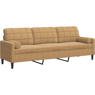 vidaXL Sof&aacute; De 3 Plazas Con Cojines Terciopelo Marr&oacute;n 210 Cm Vidaxl