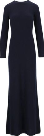 Tom Ford Jurk met lange mouwen en ronde hals- van lichtgewicht breisel met doorschijnende rug - Dames - Kleedjes - Blauw - S - Katoen - Kleedjes