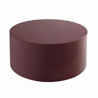 Oviala Mesa de centro redonda de 80 cm en MDF lacado burdeos