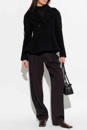 Alaia Short Coat With Peplum, Womens, Black