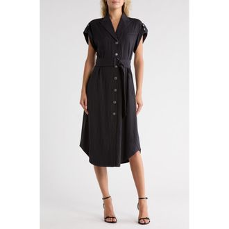 Ramy Brook Haylie Pinstripe Shirtdress in Black Pinstripe at Nordstrom Rack, Size X-Small