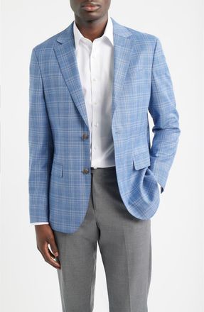 Nordstrom Henrik Trim Fit Light Blue Plaid Wool Sport Coat in Blue Azure Check at Nordstrom, Size 36 Regular