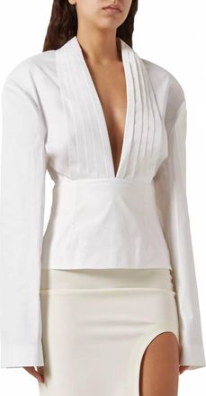 A.W.A.K.E. Cummerbund Collar Tuxedo Top In White