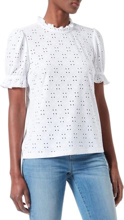 Vila Womens Vikawa S/S Flounce Top/Su-Noos T-Shirt, Optical Snow, L