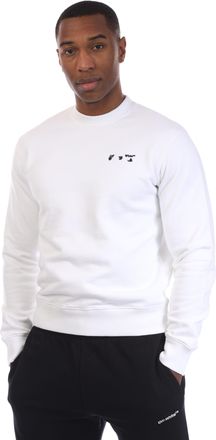 Off-white Mens Off White Logo Slim Crewneck Sweatshirt in Cotton - Size Small