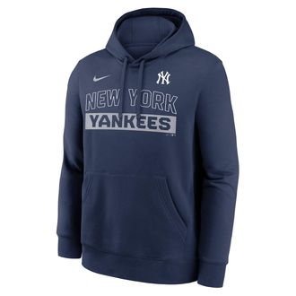 Nike New York Yankees Club Nike Mens MLB Pullover Hoodie in Blue | NKDK44BNK-2VW