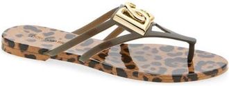 Dolce & Gabbana Logo Flip Flop in Leo New at Nordstrom, Size 10Us