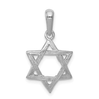 Diamond2Deal 14k White Gold Star Of David Pendant